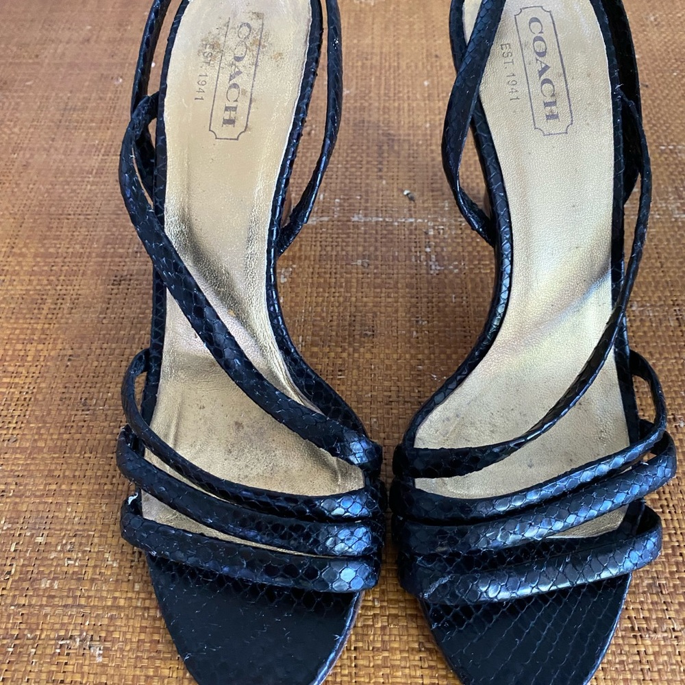 Coach black 3.5 inch dress sandal heel